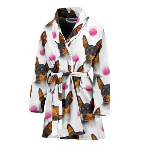 Amazing Miniature Pinscher Dog Patterns Print Women's Bath Robe-Free Shipping