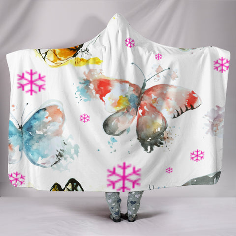 Pretty Butterfly Pattern Hoodie Blanket