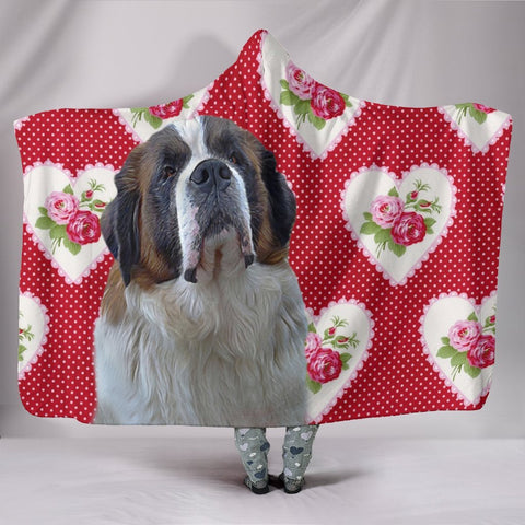 Saint Bernard Dog Red Print Hooded Blanket-Free Shipping