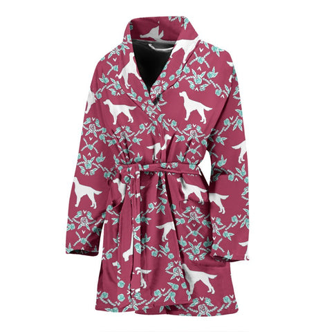 Irish Setter Dog Floral Pattern Print Women's Bath Robe-Free Shipping