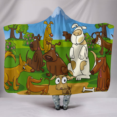 Fun Cartoon Dogs Hooded Blanket