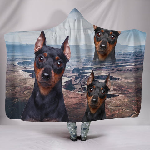 Cute Miniature Pinscher Print Hooded Blanket-Free Shipping