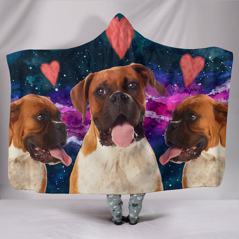 Boxer Dog Hearts Hooded Blanket for Boxer Lovers