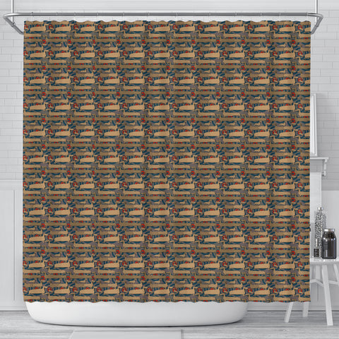 Dachshund Dog Print Shower Curtain - 68"H x 70"W