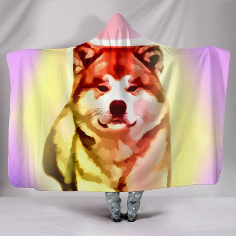 Colorful Akita Dog Print Hooded Blanket-Free Shipping