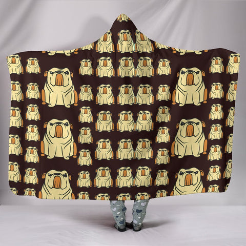 Bulldog Pattern Print Hooded Blanket-Free Shipping