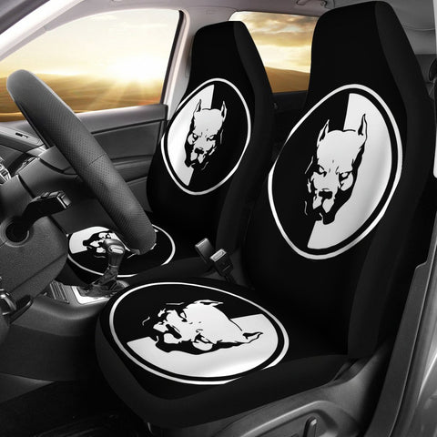 Pit Bull Dog On Black Print Car Seat Covers-Free Shipping