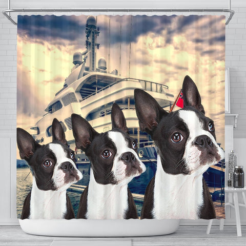 Boston Terrier Print Shower Curtains-Free Shipping