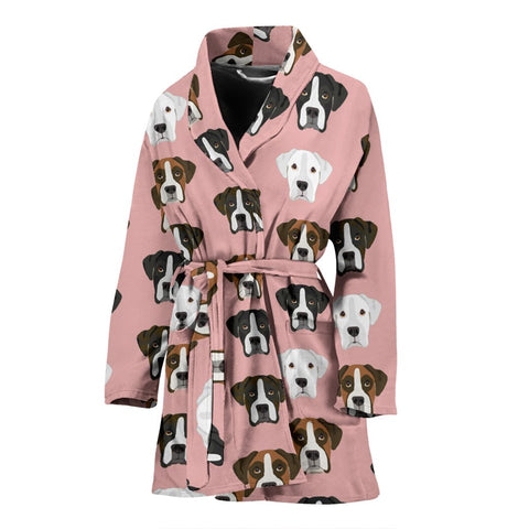 Boxer Dog Pattern Print Women's Bath Robe-Free Shipping