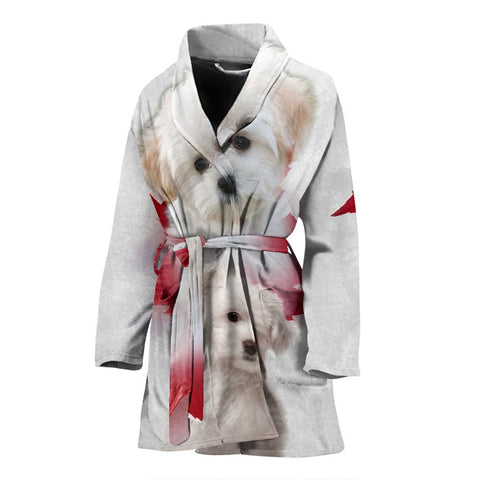 Cute Maltese Print Women's Bath Robe-Free Shipping