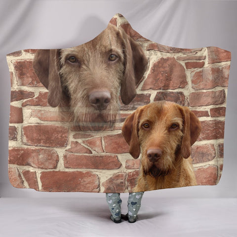 Cute Wirehaired Vizsla Dog Hooded Blanket-Free Shipping