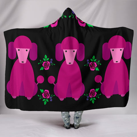 Pink Poodles Hooded Blanket for Lovers of Poodle Dogs