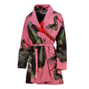 Black Stork Bird Print Women's Bath Robe-Free Shipping