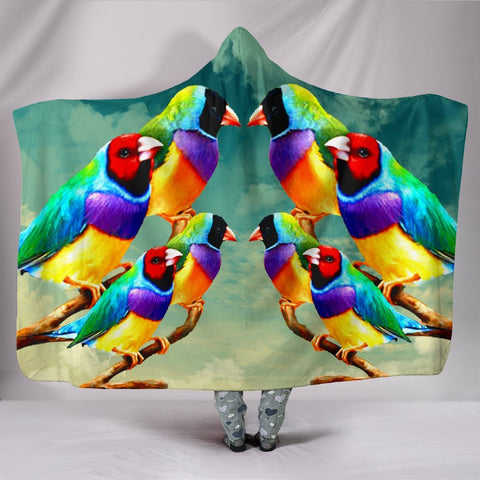 Gouldian Finch Bird Art Print Hooded Blanket-Free Shipping