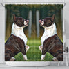 Boston Terrier Dog Paint Art Print Shower Curtains-Free Shipping