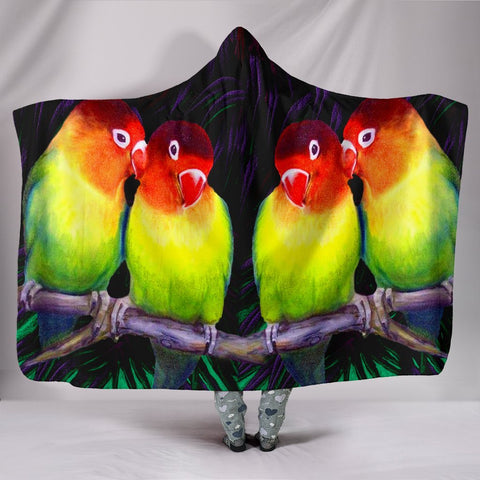 Love Bird Print Hooded Blanket-Free Shipping