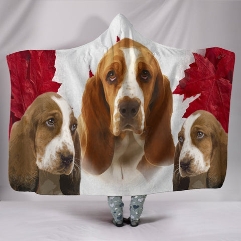 Cute Basset Hound Print Hooded Blanket-Free Shipping