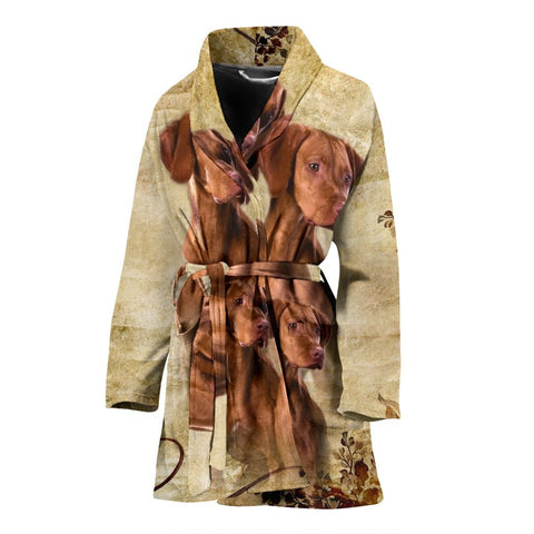 Cute Vizsla Print Women's Bath Robe-Free Shipping