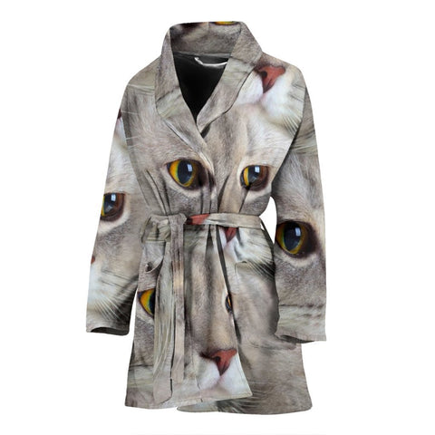 Cute Scottish Fold Cat Print Women's Bath Robe-Free Shipping