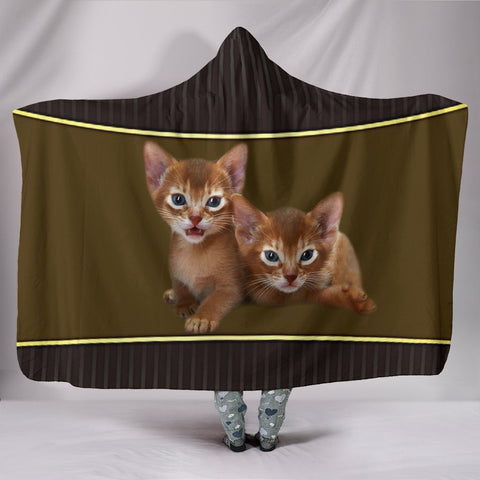 Abyssinian cat Print Hooded Blanket-Free Shipping