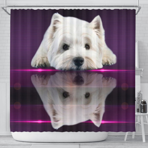 Cute West Highland White Terrier (Westie) Print Shower Curtain-Free Shipping