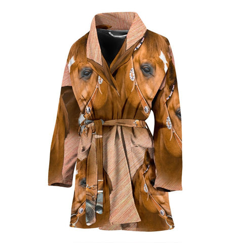 Amazing Quarter Horse Print Women's Bath Robe-Free Shipping