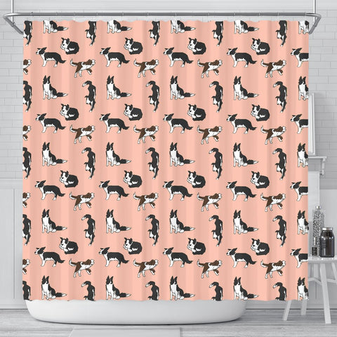 Border Collie Dog Pattern Print Shower Curtains-Free Shipping