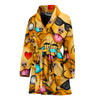 Pit Bull Dog Smileys Print Women's Bath Robe-Free Shipping