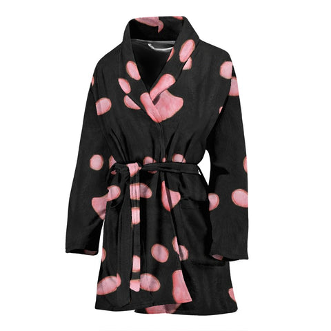 Pink Paws Print Women's Bath Robe-Free Shipping