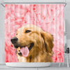 Golden Retriever On Pink Print Shower Curtains-Free Shipping