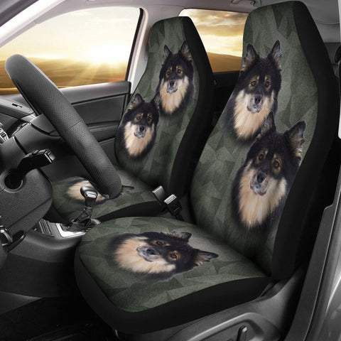 Finnish Lapphund On Black Print Car Seat Covers-Free Shipping