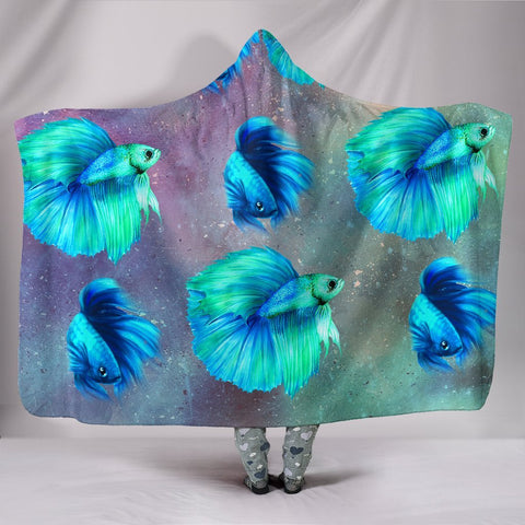 Siamese Fighting Fish Print Hooded Blanket-Free Shipping