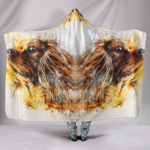 Caveliar King Charles Spaniel Dog Art Print Hooded Blanket-Free Shipping