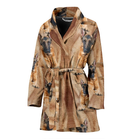 German Shepherd Dog Print Women's Bath Robe-Free Shipping