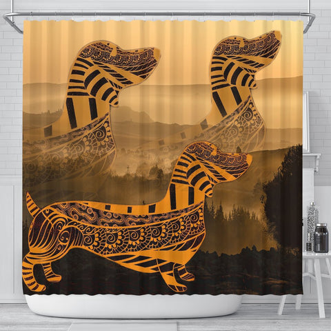 Dachshund Print Shower Curtains-Free Shipping