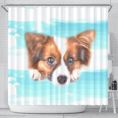 Papillon Dog Print Shower Curtain-Free Shipping