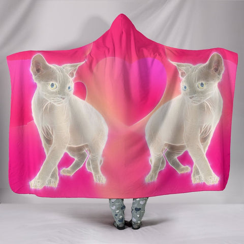 Amazing Devon Rex Cat Print Hooded Blanket-Free Shipping