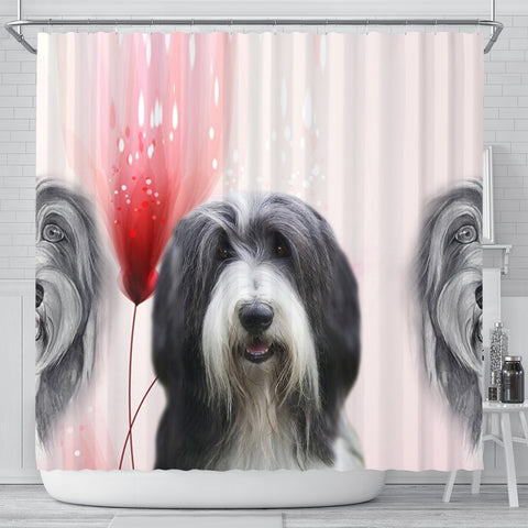 Bearded Collie Print Shower Curtain-Free Shipping