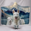 White Shepherd Print Hooded Blanket-Free Shipping