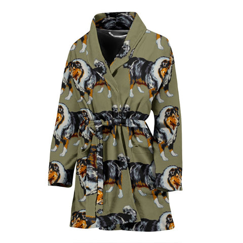 Amazing Rough Collie Dog Pattern Print Women's Bath Robe-Free Shipping