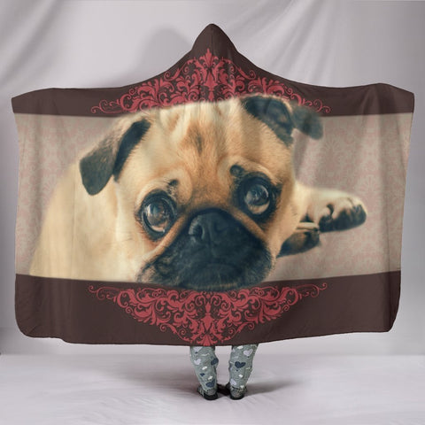 Pug dog Print Hooded Blanket-Free Shipping