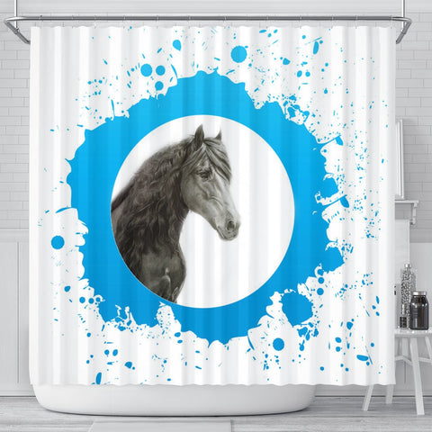 Friesian horse Print Shower Curtain-Free Shipping