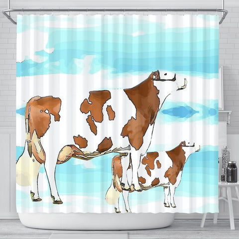 Montbeliarde Cattle (Cow) Print Shower Curtain-Free Shipping