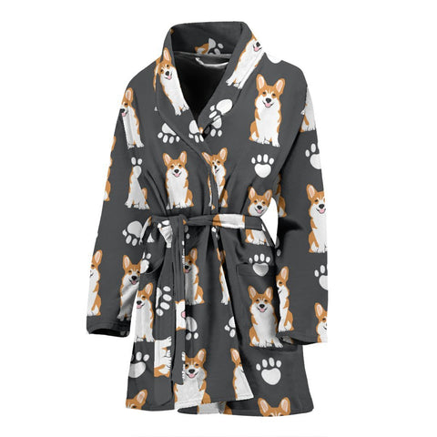 Pembroke Welsh Corgi Print Women's Bath Robe-Free Shipping