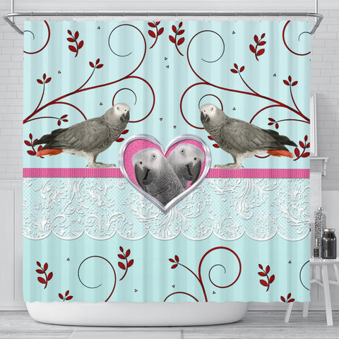 African grey parrot Print Shower Curtain-Free Shipping