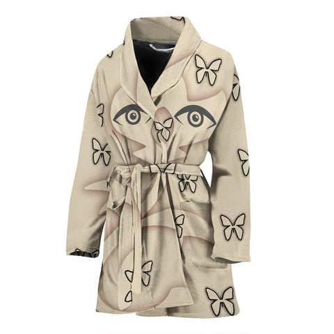 Butterfly With Eyes Print Women's Bath Robe-Free Shipping