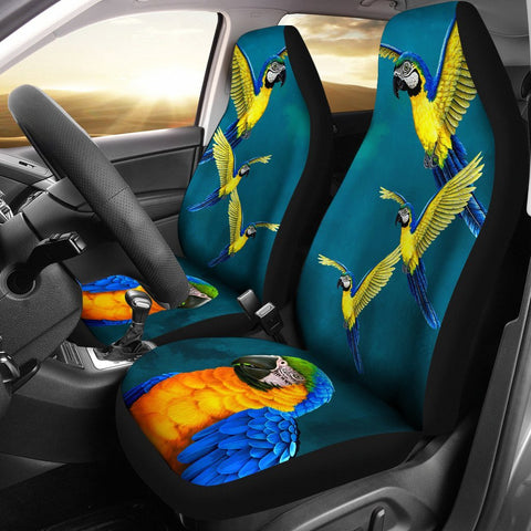 Blue-and-Yellow Macaw Parrot Print Car Seat Covers-Free Shipping