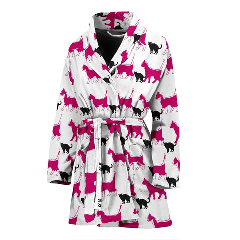 Amazing Walking Cats Print Women's Bath Robe-Free Shipping