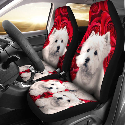 Westie On Rose Print Car Seat Covers-Free Shipping