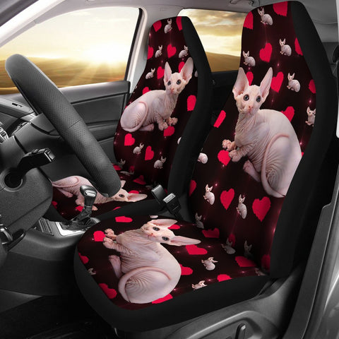Sphynx cat With heart Patterns Print Car Seat Covers-Free Shipping